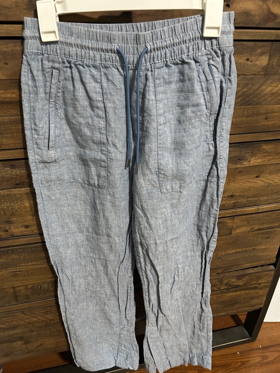 Athleta Pants - Athelta Retreat 100% Linen Light Blue Drawstring Pants. Wide Leg